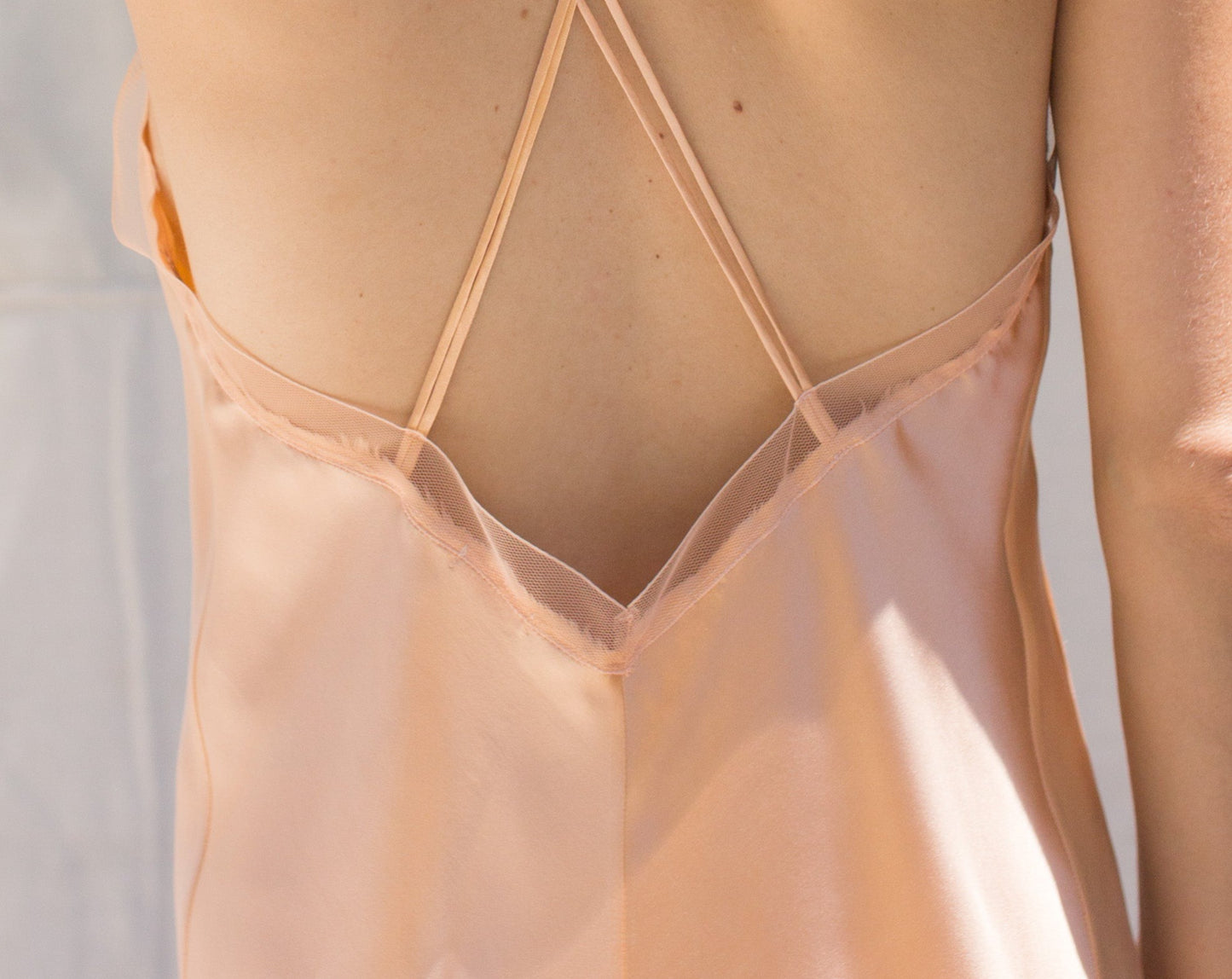 Peach Silk Slip Dress