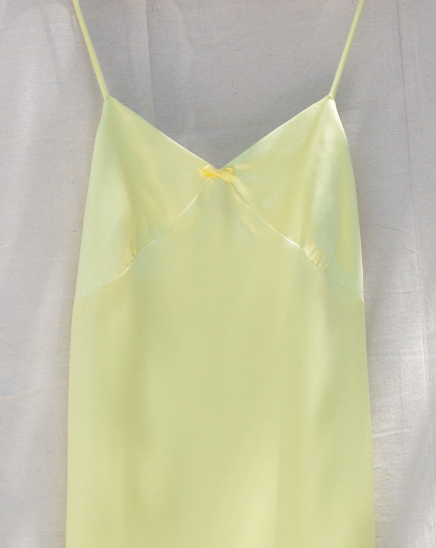 Yellow Bow Silk Slip Dress