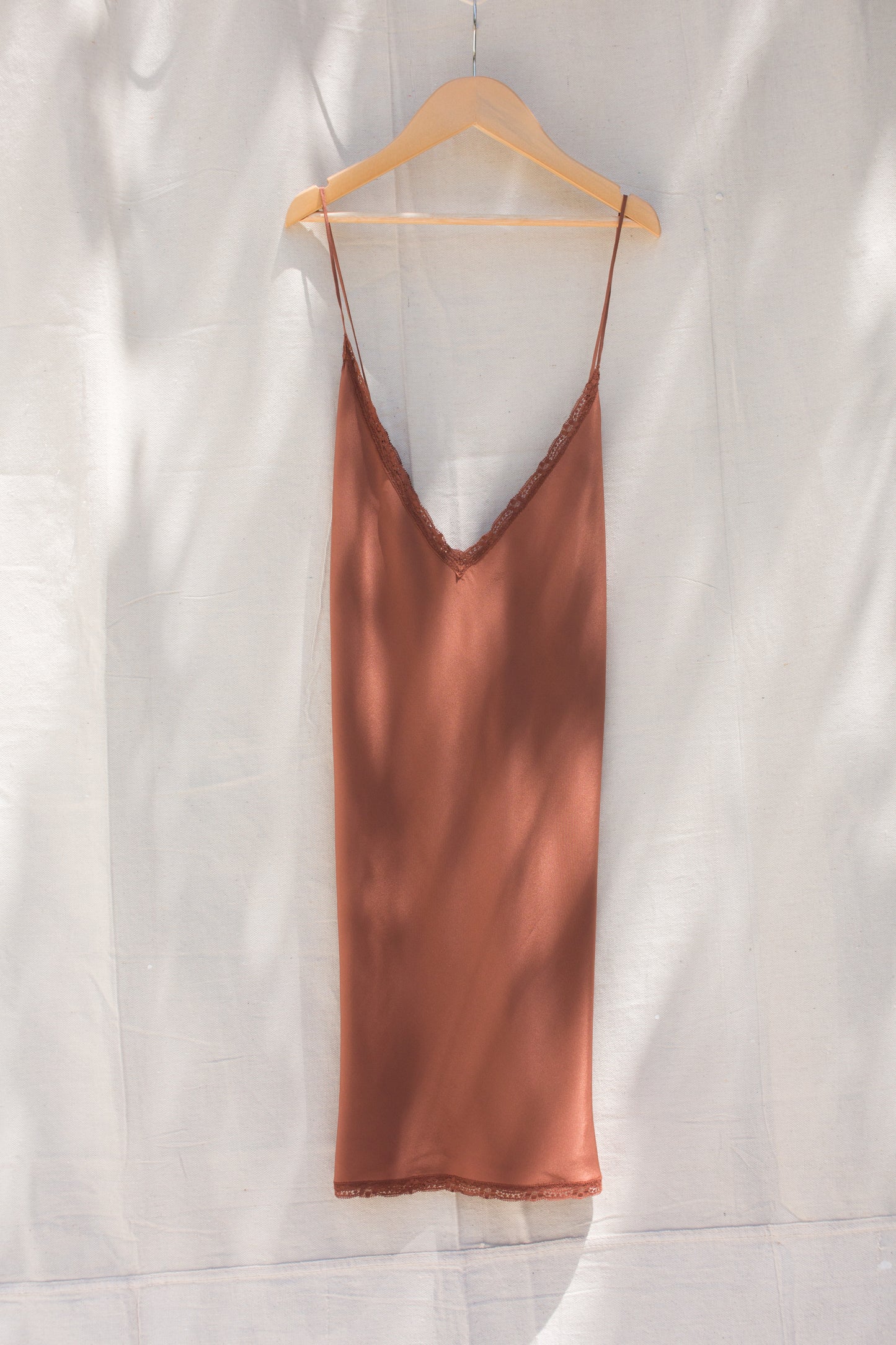 Chestnut Silk Slip Dress